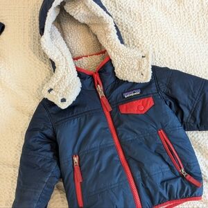 Patagonia Fleece Lined Navy Puffer Jacket w